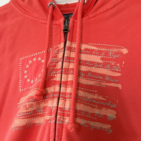 VTG POLO Ralph Lauren Americana Orange Full Zip Hoody Embroidery w MEASUREMENTS - Picture 4 of 11